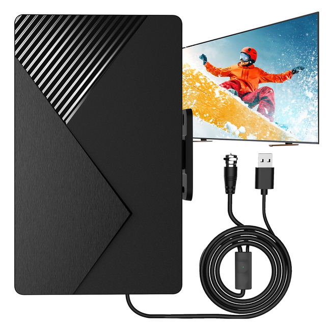 ANTUKO 1080P HDTV Digital Indoor TV Antenna AN-3042 3 Way Signal Reception with Low-Noise Amplifier Ground Mount