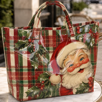 Sac fourre-tout de Noël personnalisé entièrement imprimé, imperméable et réutilisable, avec motif chaussette de Noël, idéal pour offrir en cadeau