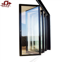 Moderne Double Bi-Pliage Porte Patio Coulissante en Verre Isolation Thermique Robuste Usage Extérieur Double Intérieur Salle de Bains