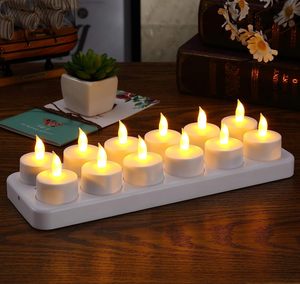 Romantische Dekorative 12 Stück Wiederaufladbare Teelichter Batteriebetrieben mit Fernbedienung und Timer <span class=keywords><strong>LED</strong></span> Flammenlose Flackernde Kerzen - Product Image 4