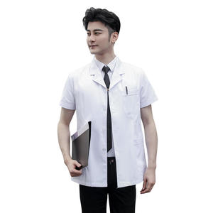 OEM Logo medico ospedaliero infermiere uniforme Unisex manica lunga bianca giacche <span class=keywords><strong>corte</strong></span> in cotone poliestere camice da laboratorio a <span class=keywords><strong>maniche</strong></span> <span class=keywords><strong>corte</strong></span> - Product Image 2
