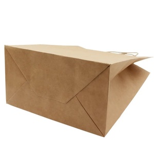 Sacs en papier kraft recyclés avec poignées découpées, blancs, bruns, noirs, pour courses et plats à emporter, avec logo, vente en gros - Product Image 6