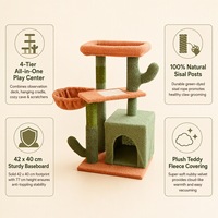 Arbre à chat en peluche en gros avec coton peluche, corde de sisal et tronc, lit-cabane et grotte pour chats d'intérieur OEM