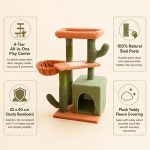<span class=keywords><strong>Arbre</strong></span> <span class=keywords><strong>à</strong></span> <span class=keywords><strong>chat</strong></span> en peluche en gros avec coton peluche, corde de sisal et tronc, lit-cabane et grotte pour chats d'intérieur OEM - Product Image 6