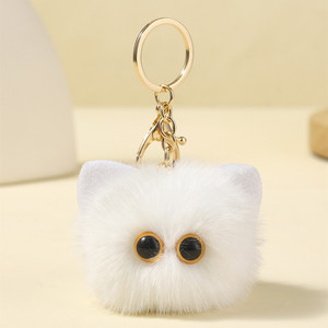 Lindo Llavero de Gato de Peluche, Colgante de Pompón de Piel Sintética de Visón, Adorno para Bolso de Mujer, Estilo de Dibujos Animados, Accesorios Suaves para Llaves, Regalo - Product Image 4