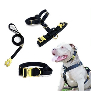 Ensemble de harnais pour chien en nylon personnalisé de qualité supérieure, rembourrage en mousse, collier de dressage tactique pour chien, laisse, boucle en métal avec poignée - Product Image 1