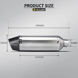 Nlkhanm Universel 51mm SC Acier inoxydable Fibre de carbone Échappement de moto Neuf 480mm Remplacement du <span class=keywords><strong>silencieux</strong></span> R6 <span class=keywords><strong>MT09</strong></span> Ninja GSX CB - Product Image 2