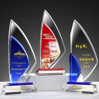 Trophée Plaque Bateau à Voile en Verre Cristal Personnalisable, Gravure Laser du LOGO, Modèle Coupe Colorée, Souvenir de Commémoration, Cadeau