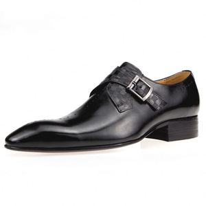 Nouvelles chaussures Oxford formelles pour hommes, en cuir patchwork, à bout carré, à lacets, antidérapantes, respirantes et légères, idéales pour les occasions sociales, les mariages et le bureau. - Product Image 2