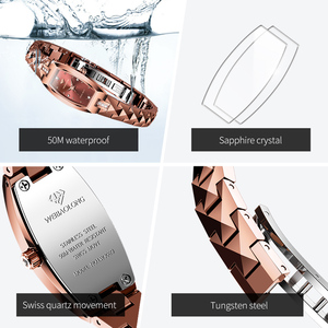 WEIBAOLONG 3809 Elegance Lady reloj de cuarzo resistente al agua 50m banda de acero inoxidable esfera de diamante genuino fábrica de relojes de negocios - Product Image 5