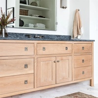 Kabinet meja rias kamar mandi kayu solid, lemari rias kamar mandi, kayu solid, pernis mengilap, matte, vanity top marmer Modern