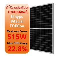 Panneaux solaires canadiens TOPBiHiKu6 photovoltaïques commerciaux Topcon de type N, bifaciaux, double vitrage, monocristallins, 500 watts (500W)
