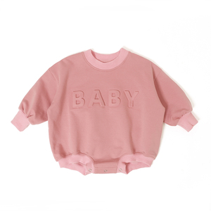 ชุดรอมเปอร์เด็กทารกแขนยาวสีพื้นแบบใหม่ งานปักนูนสามมิติ คอทรงกลม ผ้าฝ้าย ชุดรอมเปอร์เด็กแรกเกิด - Product Image 4