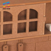 Dapur Mainan Kayu DIY yang Dapat Dicat dengan Kit Kerajinan MDF Lengkungan Bintang dan Peralatan Memasak untuk Anak-anak Aktivitas Mewarnai Kustom W10K110