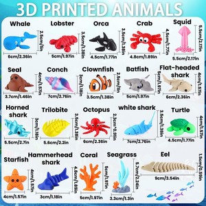 Set de Figuras de Animales Marinos Articulados Impresas en 3D, Juguetes de Plástico para Niños de 3+ Años, Juego Educativo Unisex, Colección de Vida Marina - Product Image 3