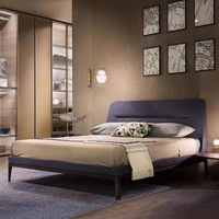 Lit en tissu nordique, design minimaliste moderne, simple et élégant, haut de gamme, en cuir, style italien, rembourré, en bois
