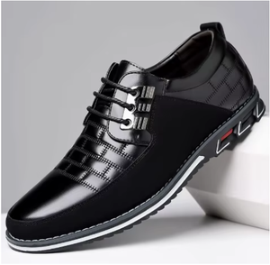 Men's Leather Oxfords Pointed Toe Lace-Up Dress <b>Shoes</b> with Cushioned Insole Rubber Sole for Office & Career Business Formal Wear - Product Image 1