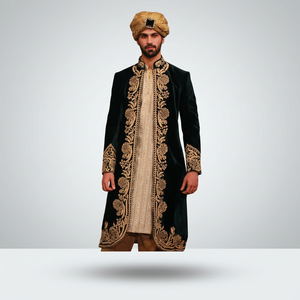 NOUVEAU - SHERWANI ÉLÉGANTE AVEC BELLES BRODERIES SUR TISSU EN VELVET - Costumes et Blazers pour Hommes > Costumes pour Hommes - Product Image 2