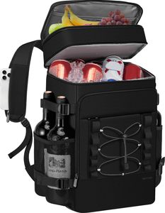 Mochila de Picnic Aislada para 30 Latas con 2 Compartimentos Herméticos, Bolsa Refrigerante para Playa, Viajes, Campamento, Almuerzo, Senderismo - Product Image 1