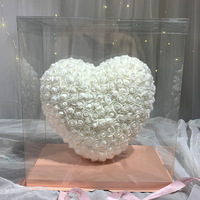 Ychon grosir bunga mawar diawetkan, bentuk hati bunga buatan dengan cahaya untuk pernikahan Hari Valentine Hari Ibu
