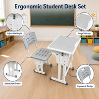 Ensemble de bureau et chaise en plastique réglable en hauteur, moderne et confortable, pour les étudiants, le bureau à domicile et la salle de séjour