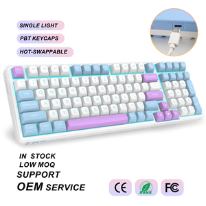 99 Keys Ice Blue Wired Mechanical <b>Gaming</b> Keyboard Layout Hot Swappable Keycaps Z-99 - Product Image 1