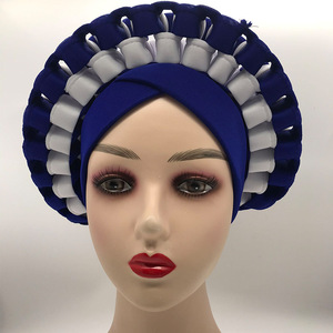 Cappello con turbante in poliestere da donna all'ingrosso in rilievo per capelli <span class=keywords><strong>Bandana</strong></span> copricapo stile indiano Hijab da donna per uso esterno - Product Image 4
