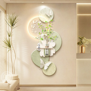 Lámpara LED de Pared con Sensor de Movimiento, Estilo Crema de Madera Natural, Textura Floral Tridimensional, para Entrada/Recibidor, Sala de Estar, Arte Mural - Product Image 4