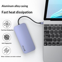 Station d'accueil transfrontalière Type-C 7-en-1 en alliage d'aluminium avec transfert USB haute vitesse 10 Gbit/s pour 4K 60 Hz, alimentation PD et lecteur de carte SD