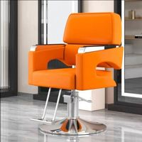 Fauteuil de salon de coiffure haut de gamme, pivotant et réglable en hauteur, en acier inoxydable noir, siège de barbier pour hommes