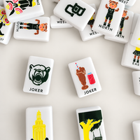 Jeu de Mahjong Américain Personnalisé avec Logo Personnalisé BU University, Tuiles Blanches en Acrylique Imprimées, Jeu de Table de Voyage pour Adultes