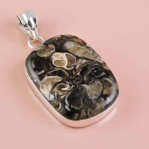 Colgante de piedras preciosas de Rodocrosita Natural de Plata de Ley 925, joyería de boda de plata antigua de un fabricante y proveedor - Product Image 2