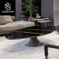 Table basse à plateau en marbre de forme spéciale postmoderne base en acier inoxydable en cuir de velours table basse nordique