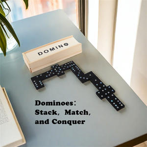 ชุดโดมิโนไม้สีดำขนาดเล็ก 28 ชิ้น ในกล่องของขวัญ เกมกระดานคลาสสิกเพื่อการศึกษาสำหรับเด็กและผู้ใหญ่ - Product Image 3