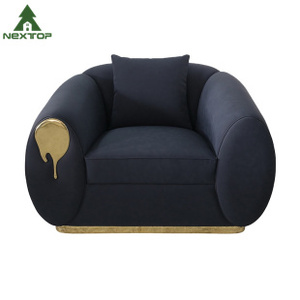 Sofá Italiano Minimalista <span class=keywords><strong>Bocado</strong></span> Lobo para el Hogar, Sofá Triple de Cuero Genuino para Sala de Estar, Sillón Metálico para Villa - Product Image 4