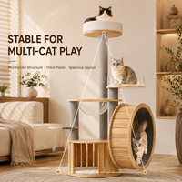 Arbre à chat personnalisé avec roue d'exercice, mobilier multifonctionnel pour chat avec poteaux à gratter, plateformes et condo OEM ODM
