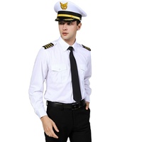 Camisa de Uniforme de Piloto de Verano Personalizada para Hombre, Camisa de Trabajo de Capitán de Manga Larga Blanca, Cadete de Aviación