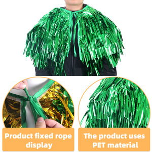 DAMAI Chal con Borlas para el Día de San Patricio, Capa con Flecos Verdes y Dorados, Disfraz para Desfile, Festival, Carnaval, Fiesta, Actuación - Product Image 2