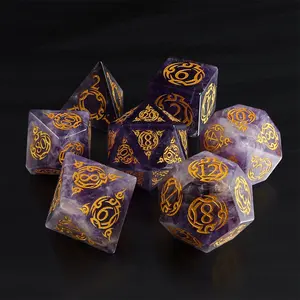 Dices Custom DND кубики фиолетовый драгоценный камень RPG D4 D6 D8 D10 D % D12 D20 натуральный камень кости для подземелий и драконов игровая доска