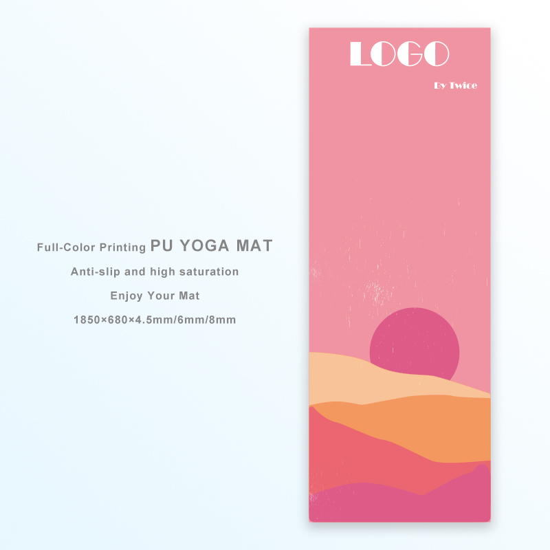 Rosy Dusk - Tapis de yoga imprimé en couleur rose