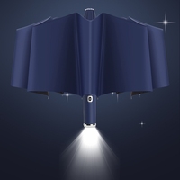 Parapluie coupe-vent le plus vendu, résistant au vent, durable, multifonction, poignée avec lampe torche, entièrement automatique, parapluie de pluie