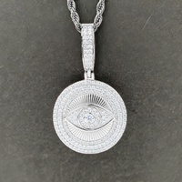 Hip Hop rappeur bijoux 925 argent Sterling Horus oeil cercle géométrique pendentif VVS broche réglage Moissanite diamant pendentif breloque