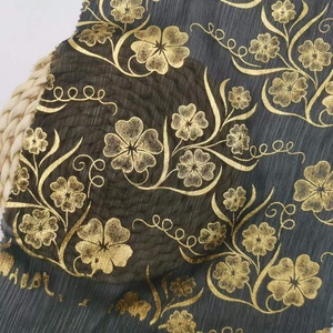 2024 thời trang Polyester dệt Hàn Quốc Hoa Crepe vàng vải tuyn hoa lớn lá hoa in kỹ thuật số vải voan cho quần áo - Product Image 5