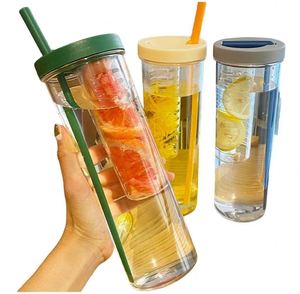 700ml <b>Large</b> Capacity Plastic Water Bottle with Filter Drinking Straw and Tea Infuser Cup - Product Image 1