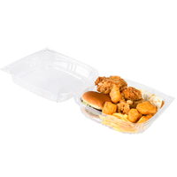 Boîte à hamburger jetable transparente en PET recyclé de 9 pouces, emballage alimentaire en plastique pour emporter