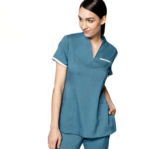 قميص قصير بتصميم مخصص للنساء برقبة على شكل V، زي عمل لموظفات الاستقبال في الفنادق، طقم ملابس للمستشفيات، زي مكتبي غير رسمي، سترة ضيقة - Product Image 5