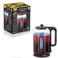 Bouilloire électrique en verre RAF R.7203 2025, nouveau design, capacité de 2 L, chauffe rapidement, pour usage domestique et hôtelier
