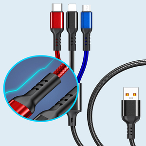 Cable de Carga Rápida 3 en 1 con Trenzado de Nailon, Cable USB para Cargar Teléfonos con Conectores <span class=keywords><strong>Tipo</strong></span> <span class=keywords><strong>C</strong></span>, Micro USB e iOS para <span class=keywords><strong>Celulares</strong></span> - Product Image 5