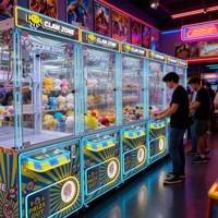 Machine de jeu à grue à pince personnalisable avec zone de prélèvement, distributeur de jouets LED, machine à pinces pour aire de jeux intérieure, pour plan d'affaires