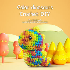 Kit de <span class=keywords><strong>crochet</strong></span> de dinosaure coloré complet pour débutants - Ensemble de bricolage tout-en-un avec fil, <span class=keywords><strong>crochet</strong></span>, yeux et guide étape par étape - Product Image 4
